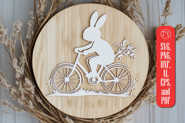 Easter Bunny on a Bicycle SVG Cut File SVG MD JOYNAL ABDIN 