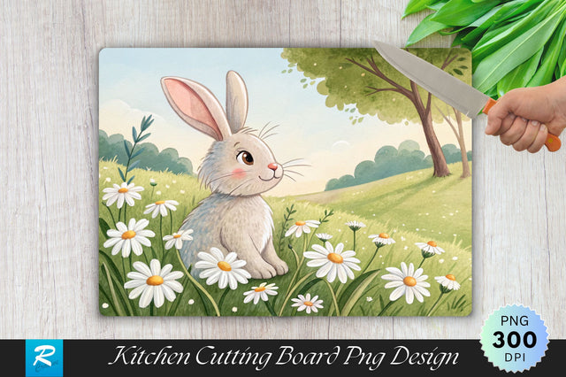Easter Bunny on a Daisy Sublimation Cutting Board Design Sublimation Regulrcrative 