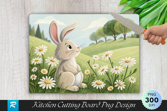 Easter Bunny on a Daisy Sublimation Cutting Board Design Sublimation Regulrcrative 