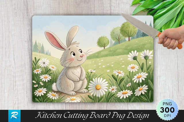 Easter Bunny on a Daisy Sublimation Cutting Board Design Sublimation Regulrcrative 