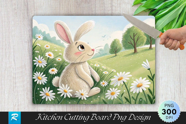 Easter Bunny on a Daisy Sublimation Cutting Board Design Sublimation Regulrcrative 