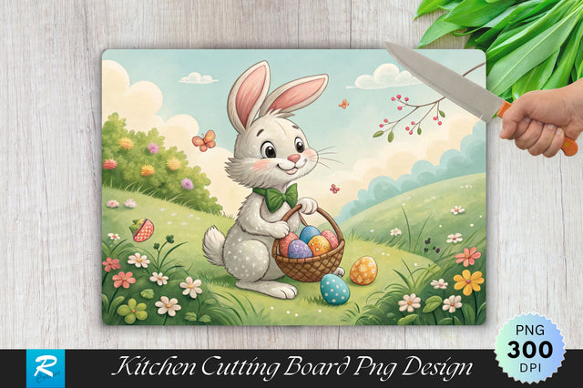 Easter Bunny on Clovers Cutting Board PNG Design Sublimation Regulrcrative 
