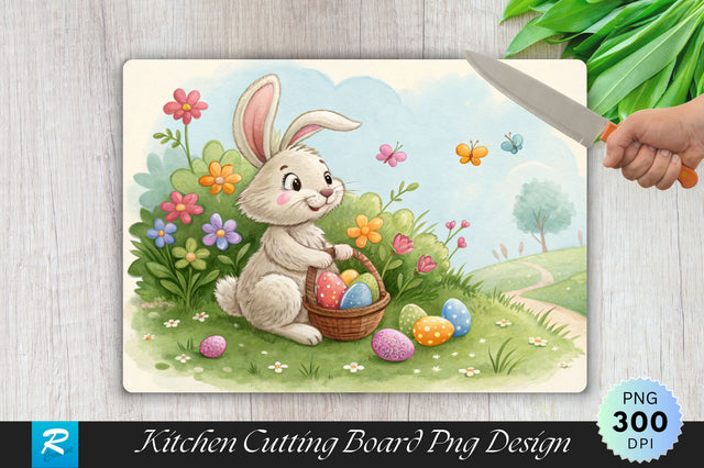 Easter Bunny on Clovers Cutting Board PNG Design Sublimation Regulrcrative 