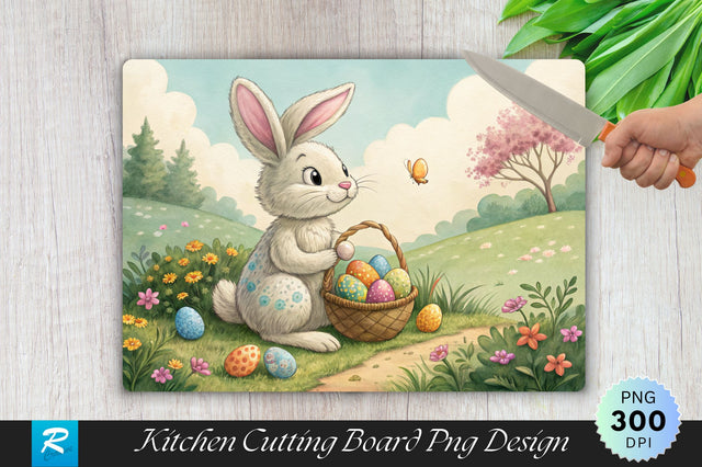 Easter Bunny on Clovers Cutting Board PNG Design Sublimation Regulrcrative 