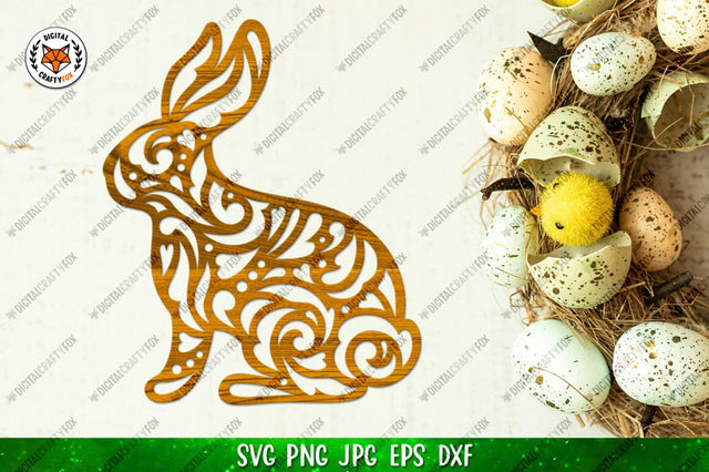 Easter Bunny Ornament SVG, Bunny Paper Cut SVG SVG Digital Craftyfox 