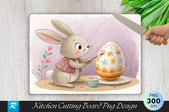 Easter Bunny Painting an Egg Cutting Board PNG Design Sublimation Regulrcrative 
