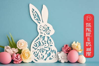Easter Bunny Paper Cut SVG Cut File SVG MD JOYNAL ABDIN 