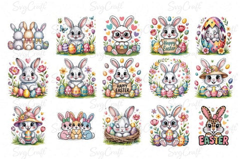 Easter Bunny PNG Bundle – Cute Pastel Bunny Sublimation Designs SVG Svgcraft 