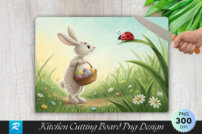 Easter Bunny Popping Out of a Decorated Egg Cutting Board PNG Design Sublimation Regulrcrative 