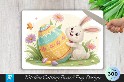 Easter Bunny Popping Out of a Decorated Egg Cutting Board PNG Design Sublimation Regulrcrative 