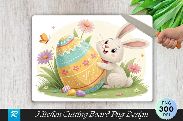 Easter Bunny Popping Out of a Decorated Egg Cutting Board PNG Design Sublimation Regulrcrative 