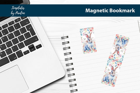 Easter Bunny Printable Rectangle Magnetic Bookmark SVG Templates by Pauline 