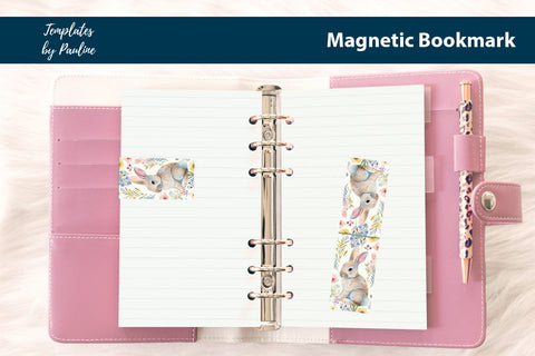 Easter Bunny Printable Rectangle Magnetic Bookmark SVG Templates by Pauline 