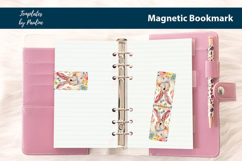 Easter Bunny Printable Rectangle Magnetic Bookmark SVG Templates by Pauline 
