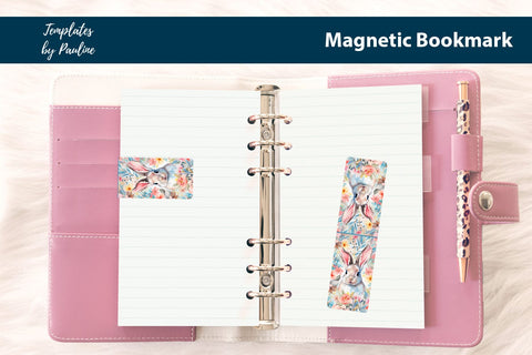 Easter Bunny Printable Rectangle Magnetic Bookmark SVG Templates by Pauline 