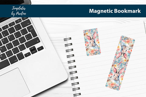 Easter Bunny Printable Rectangle Magnetic Bookmark SVG Templates by Pauline 