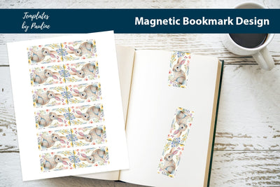Easter Bunny Printable Rectangle Magnetic Bookmark SVG Templates by Pauline 