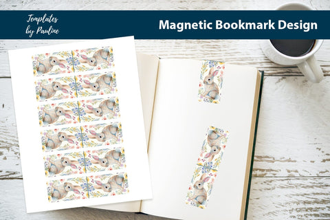 Easter Bunny Printable Rectangle Magnetic Bookmark SVG Templates by Pauline 