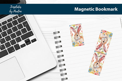 Easter Bunny Printable Rectangle Magnetic Bookmark SVG Templates by Pauline 