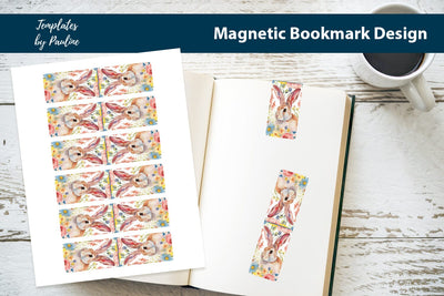 Easter Bunny Printable Rectangle Magnetic Bookmark SVG Templates by Pauline 
