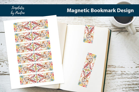 Easter Bunny Printable Rectangle Magnetic Bookmark SVG Templates by Pauline 