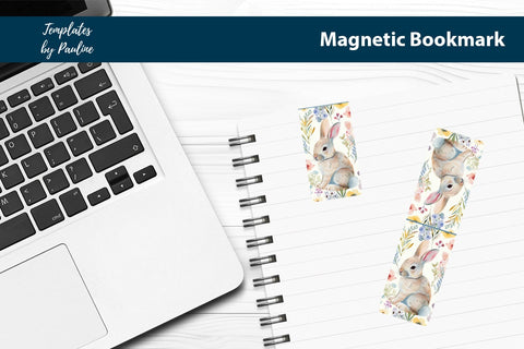 Easter Bunny Printable Rectangle Magnetic Bookmark SVG Templates by Pauline 