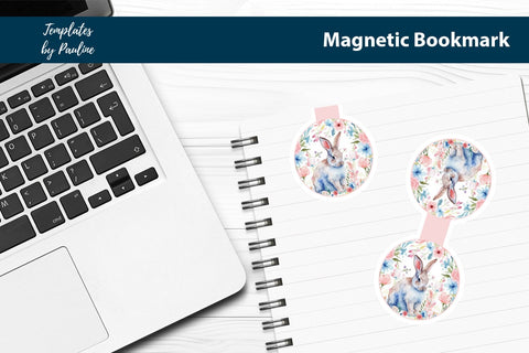 Easter Bunny Printable Round Magnetic Bookmark SVG Templates by Pauline 