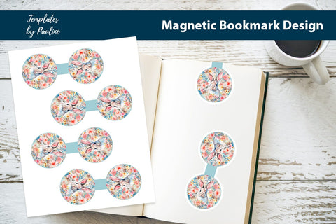 Easter Bunny Printable Round Magnetic Bookmark SVG Templates by Pauline 