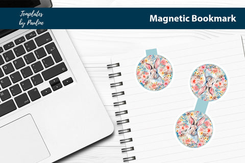 Easter Bunny Printable Round Magnetic Bookmark SVG Templates by Pauline 