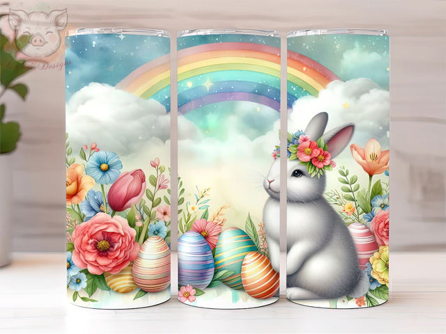 Easter Bunny Rainbow 20oz Tumbler Png, Floral Easter Eggs PNG, Sublimation Design, Happy Easter Tumbler Png, Digital Download PNG Sublimation Lara' s Designs 
