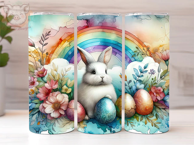 Easter Bunny Rainbow 20oz Tumbler Png, Floral Easter Eggs PNG, Sublimation Design, Happy Easter Tumbler Png, Digital Download PNG Sublimation Lara' s Designs 