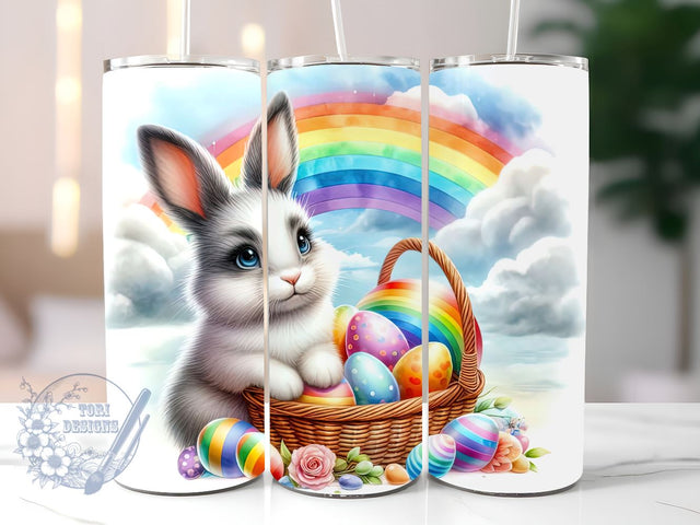 Easter Bunny, Rainbow, Floral, Eggs 20 oz Skinny Tumbler Sublimation Design, Happy Easter Tumbler Png, Straight & Tapered Tumbler Wrap, Instant Digital Download Sublimation ToriDesigns 