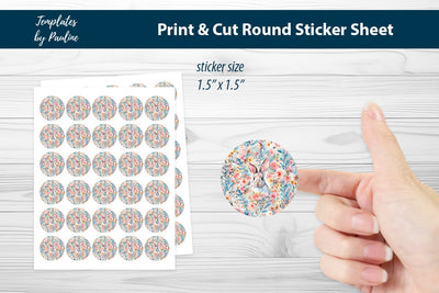 Easter Bunny Round Sticker Sheet, Book Digital Sticker SVG Templates by Pauline 