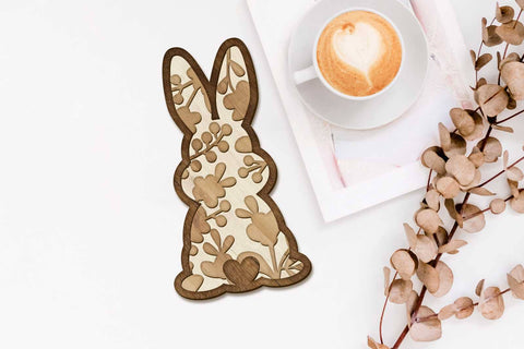 Easter Bunny Set, Multilayer Decorative Templates, Laser Cut Files SVG LaserCutano 