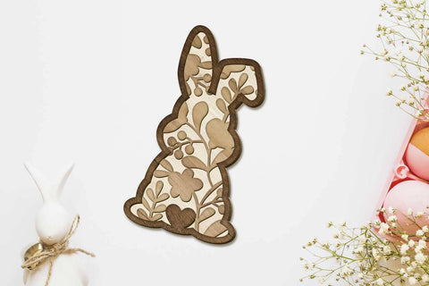 Easter Bunny Set, Multilayer Decorative Templates, Laser Cut Files SVG LaserCutano 
