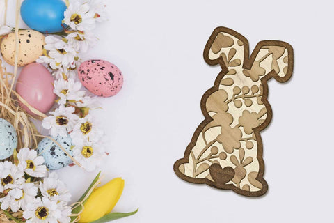 Easter Bunny Set, Multilayer Decorative Templates, Laser Cut Files SVG LaserCutano 