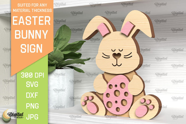 Easter Bunny Sign Laser Cut. Shelf Sitter SVG SVG Evgenyia Guschina 