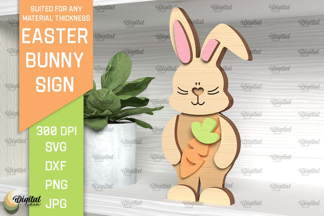 Easter Bunny Sign Laser Cut. Shelf Sitter SVG SVG Evgenyia Guschina 