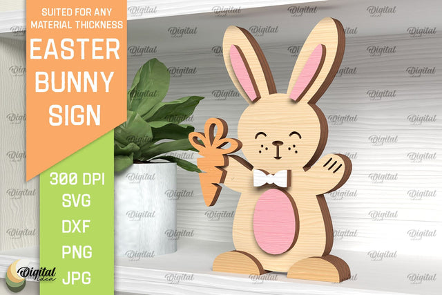 Easter Bunny Sign Laser Cut. Shelf Sitter SVG SVG Evgenyia Guschina 