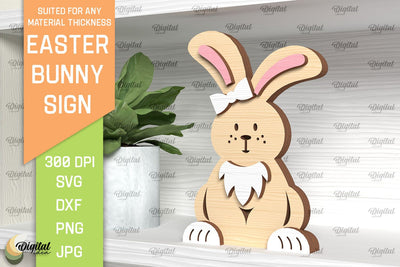 Easter Bunny Sign Laser Cut. Shelf Sitter SVG SVG Evgenyia Guschina 