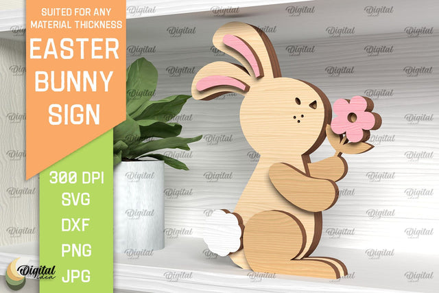 Easter Bunny Sign Laser Cut. Shelf Sitter SVG SVG Evgenyia Guschina 