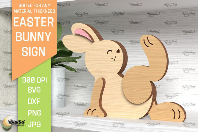 Easter Bunny Sign Laser Cut. Shelf Sitter SVG SVG Evgenyia Guschina 