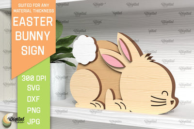 Easter Bunny Sign Laser Cut. Shelf Sitter SVG SVG Evgenyia Guschina 