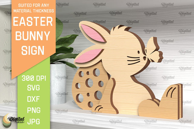 Easter Bunny Sign Laser Cut. Shelf Sitter SVG SVG Evgenyia Guschina 