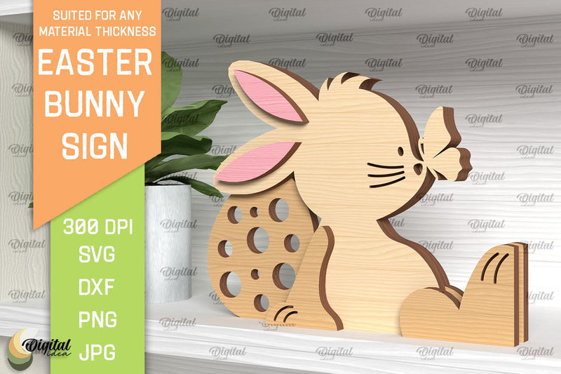 Easter Bunny Sign Laser Cut. Shelf Sitter SVG - So Fontsy