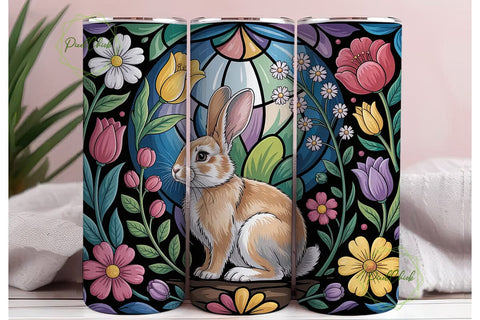 Easter Bunny Stained Glass 20oz Tumbler Sublimation PixelChick 