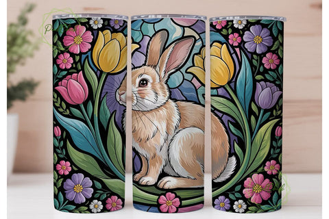 Easter Bunny Stained Glass 20oz Tumbler Sublimation PixelChick 