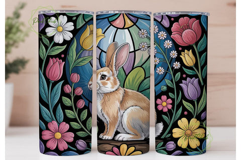 Easter Bunny Stained Glass 20oz Tumbler Sublimation PixelChick 