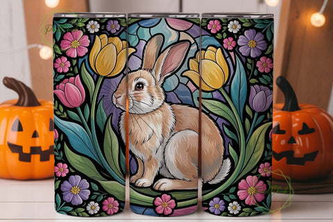 Easter Bunny Stained Glass 20oz Tumbler Sublimation PixelChick 