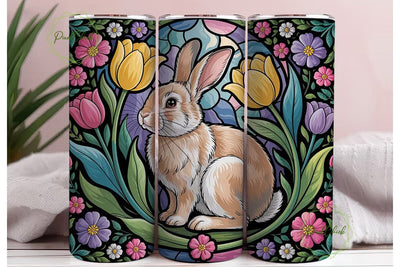 Easter Bunny Stained Glass 20oz Tumbler Sublimation PixelChick 
